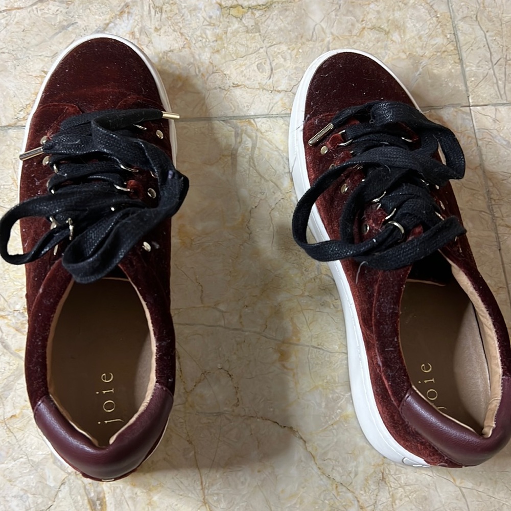 Joie Women's Size 8.5 US Rosewood Velvet Handan Platform Sneaker MSRP $228